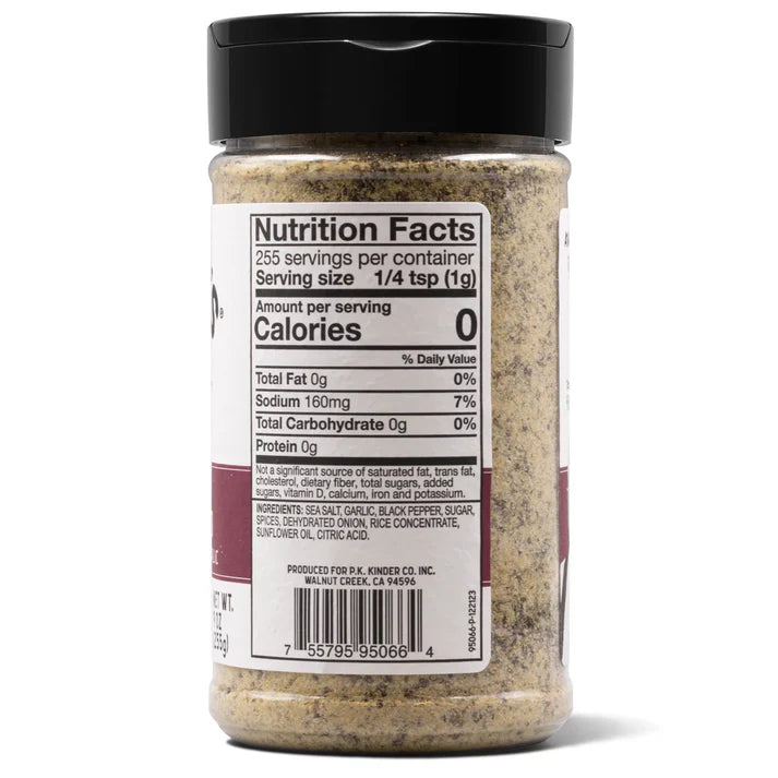 Kinder's Butcher's Burger Blend back label with nutrition facts and ingredients