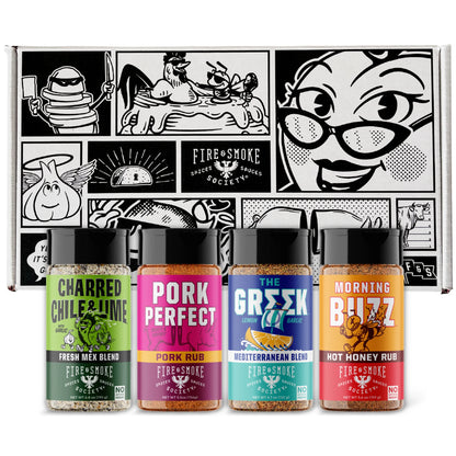 Fire & Smoke Society Mixed Spices & Seasonings (4 Pack), BBQ Gift "Society Members"