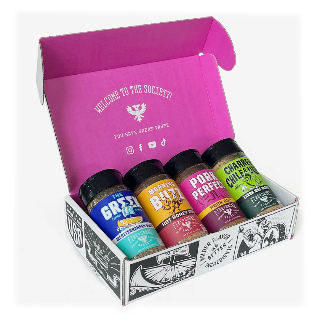 Fire & Smoke Society Mixed Spices & Seasonings (4 Pack), BBQ Gift "Society Members"