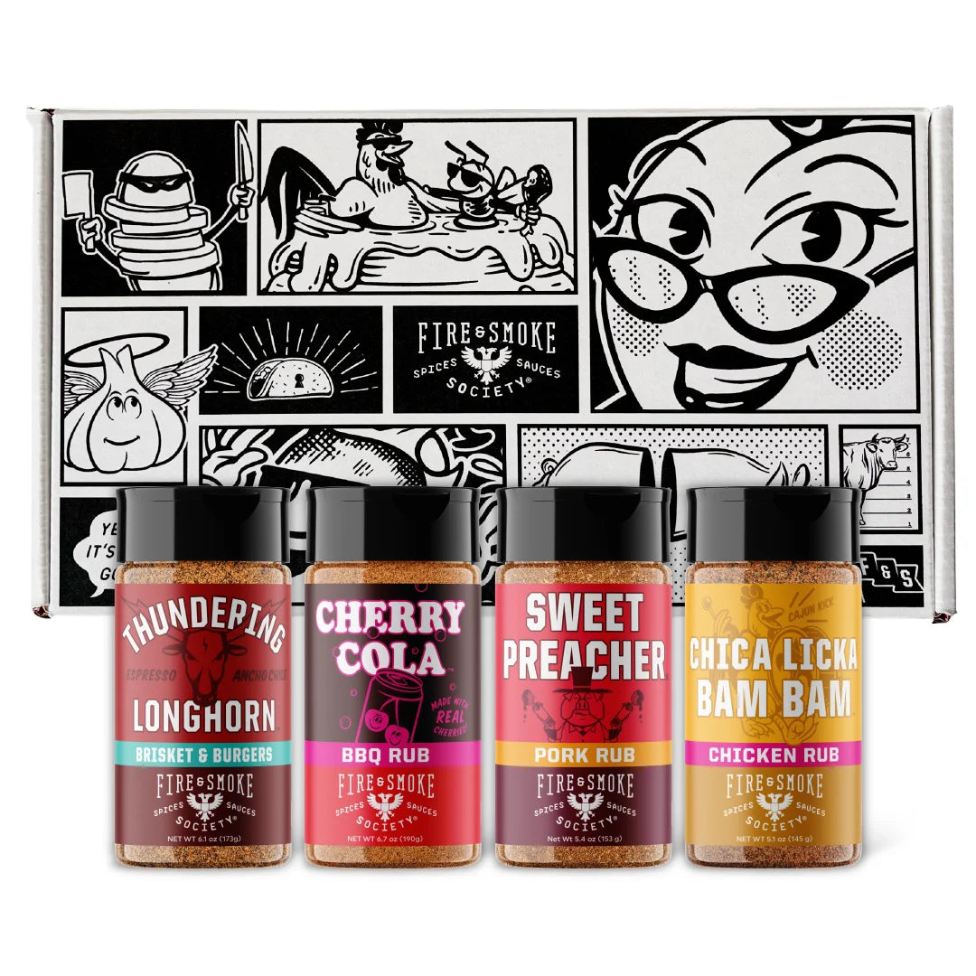 Fire & Smoke Society Mixed Spices & Seasonings (4 Pack), BBQ Gift "Grill Master Blends"