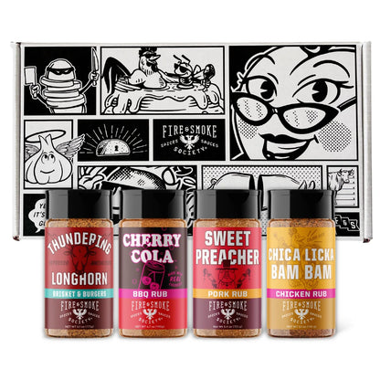 Fire & Smoke Society Mixed Spices & Seasonings (4 Pack), BBQ Gift "Grill Master Blends"