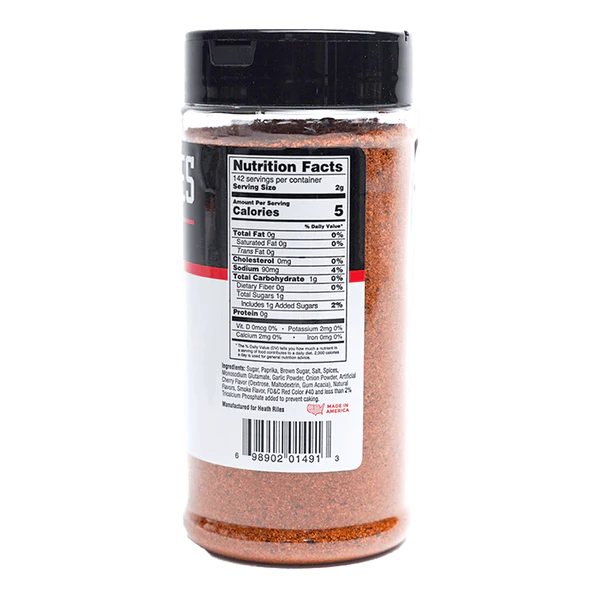 Heath Riles - Cherry Rub nutrition and ingredients label