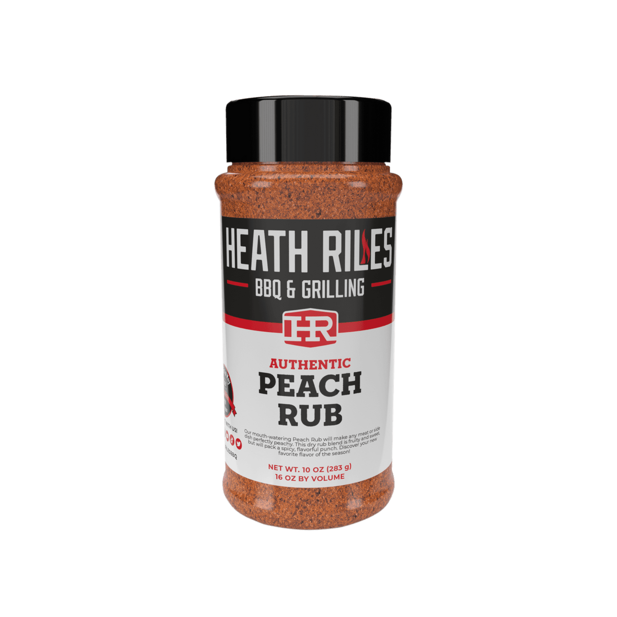 Heath Riles - Peach Rub 16 oz bottle, front view