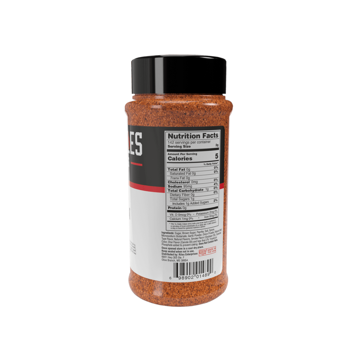 Heath Riles - Pecan Rub seasoning bottle right side view