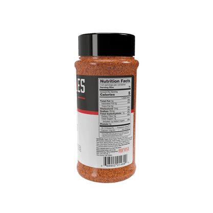 Heath Riles - Pecan Rub seasoning bottle right side view