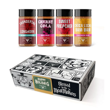 Fire & Smoke Society Mixed Spices & Seasonings (4 Pack), BBQ Gift "Grill Master Blends"