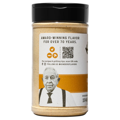 Kinder's Roast Chicken bottle, back label with brand story and QR code
