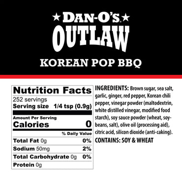 Dan-O's Outlaw Korean Pop BBQ nutrition facts
