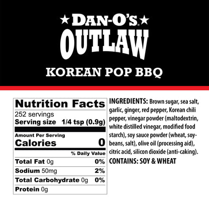 Dan-O's Outlaw Korean Pop BBQ nutrition facts